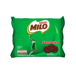 GALLETA SANDWICH MILO 408g. Cj. x 24 dsp. x 12 uds.